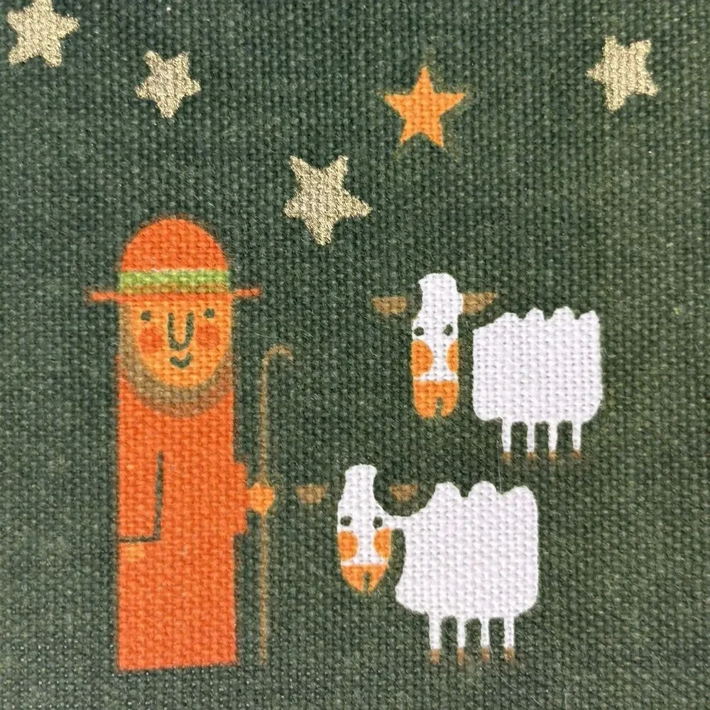 VTG Sodahl Nativity Table Runner Danish 70s Scandinavian Cotton Linen MCM X-Mas